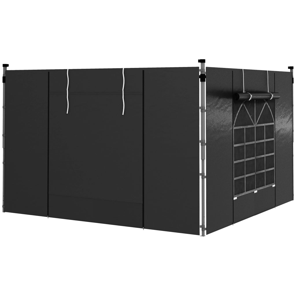 Pareti laterali per gazebo 3x3m 3x6m ¨C zephmum ¨C Oxford nero con finestra e porta