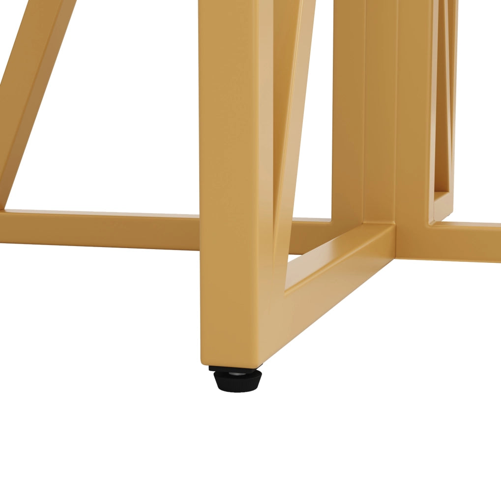 Tavolo da pranzo 80x80x76 cm con design elegante in MDF e metallo dorato