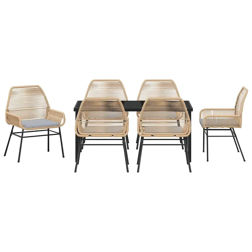 Set da Pranzo per Giardino con cuscino 7 pcs Marrone polyrattan 3380880
