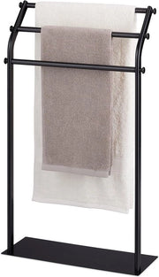 Asciugamani da bagno con 3 stanghe HBD: 86 x 51 x 19 cm asciugamani da bagno da appendere antiscivolo in bagno in acciaio nero scala per asciugamani