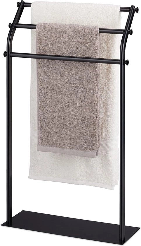 Asciugamani da bagno con 3 stanghe HBD: 86 x 51 x 19 cm asciugamani da bagno da appendere antiscivolo in bagno in acciaio nero scala per asciugamani