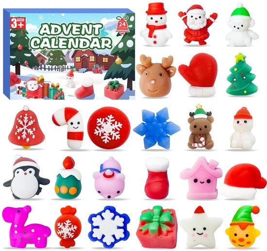 Calendario da aprire per bambini, 2024, con 24 giocattoli Mochi Squishy, calendario di Natale per bambini, regali di Natale per neonati, bambini piccoli, bambini di 3 anni in su