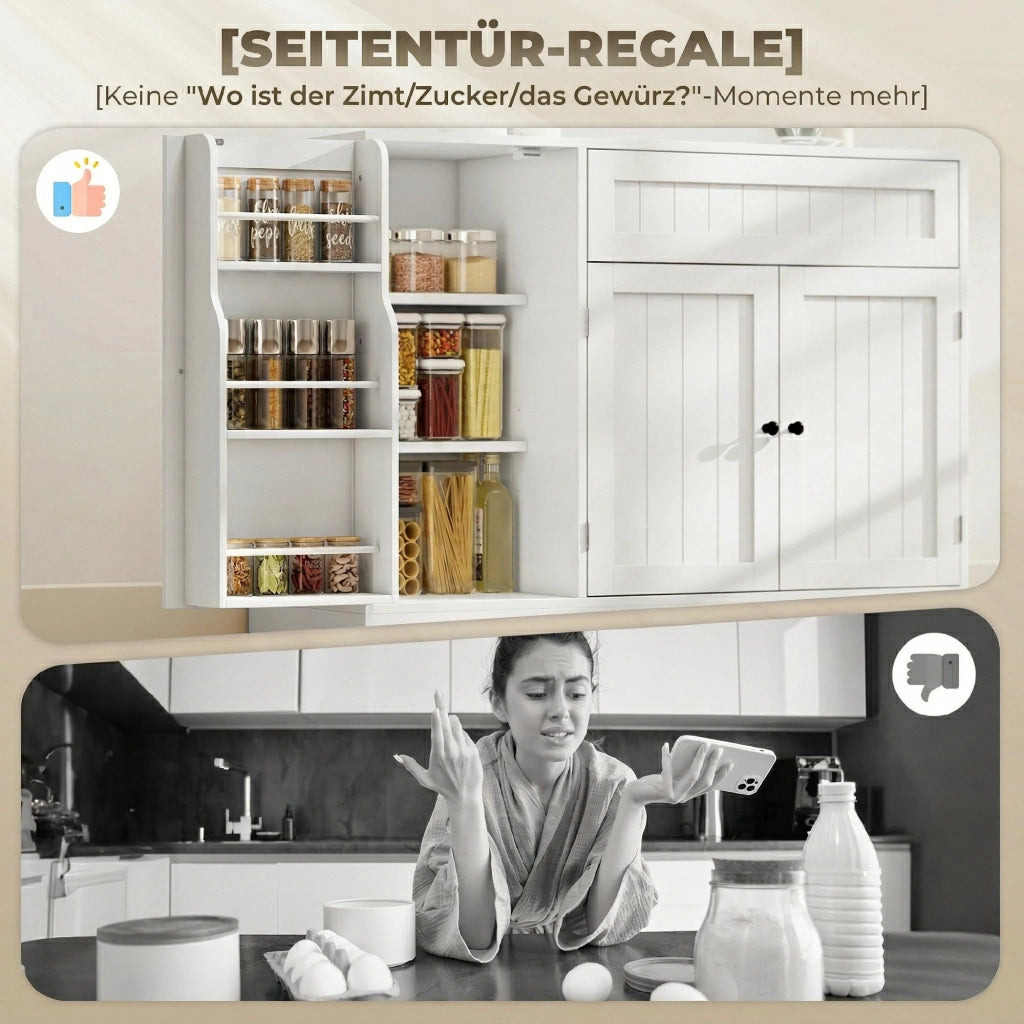Cassettiera moderna per cucina con cassetti e scaffali regolabili ¨C zephmum ¨C bianco