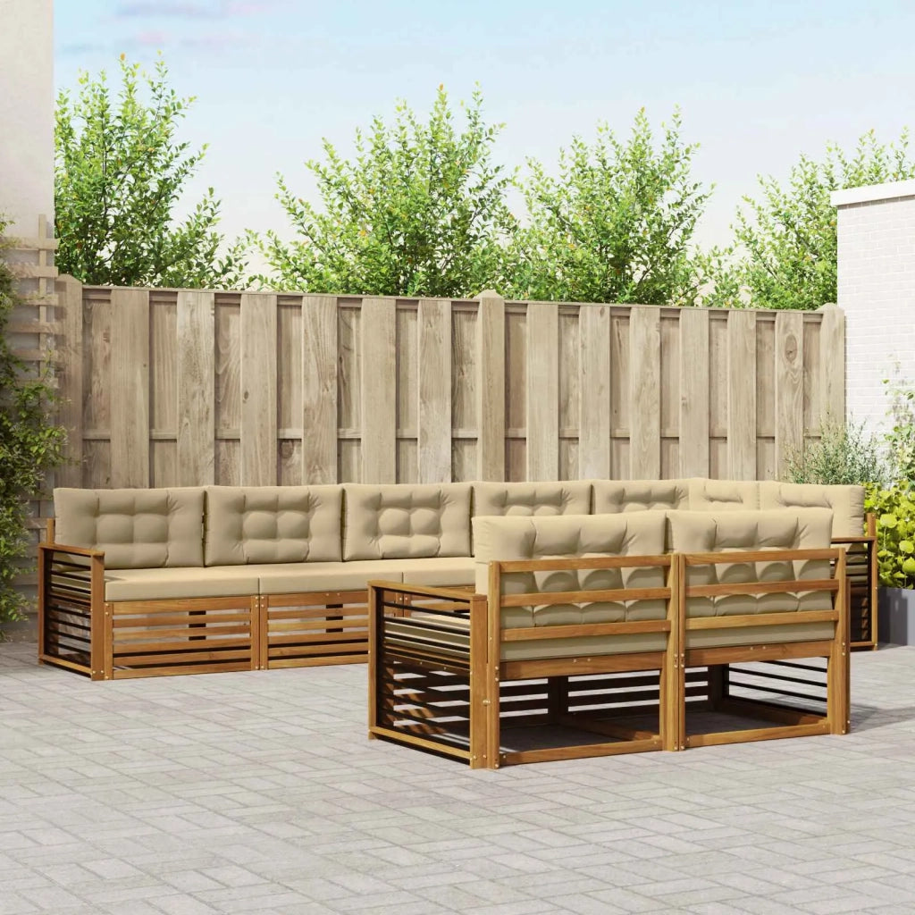 Set di divani da esterno con cuscino 8 pcs Naturale e Beige