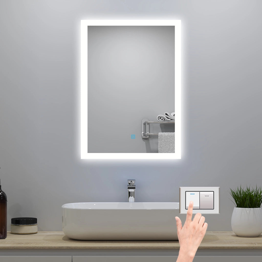 Aica LED Specchio da bagno 50×70 cm + luminosità regolabile a 3 colori + antiappannamento