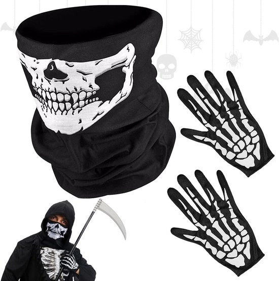 Manichini scheletri con maschera cranio per decorazioni Halloween, motomasker per bicicletta e sci