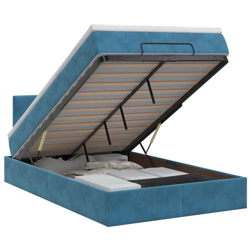 Letto ottomano con materasso Blu Scuro 120 x 190 cm Velluto 3456547