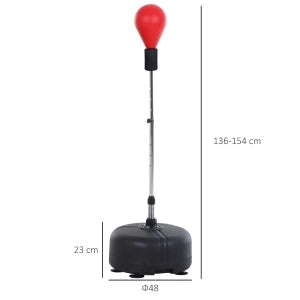 Punchingball con supporto, sacco da boxe regolabile in altezza 136-154 cm, con guanti da boxe, per adolescenti e adulti, fitness e antistress, rosso