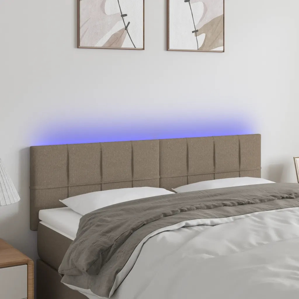 Testiera a LED-Testata con LED Tortora 144x5x78/88 cm in Tessuto 771792