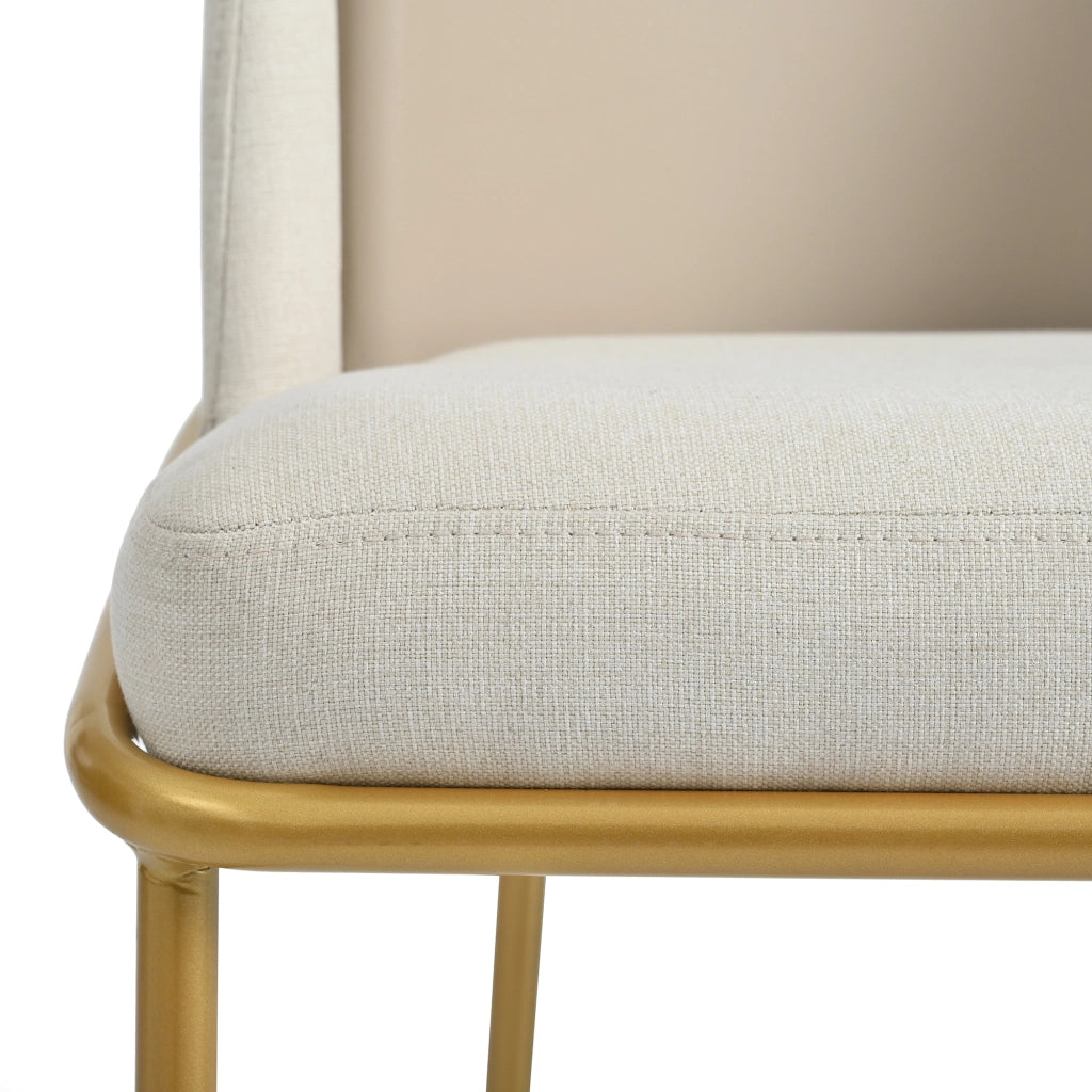 Sedia da Pranzo Ergonomica con Piedini Regolabili e Design Antiribaltamento in Metallo e Legno Beige 59.99 × 57.15 × 52.71 cm