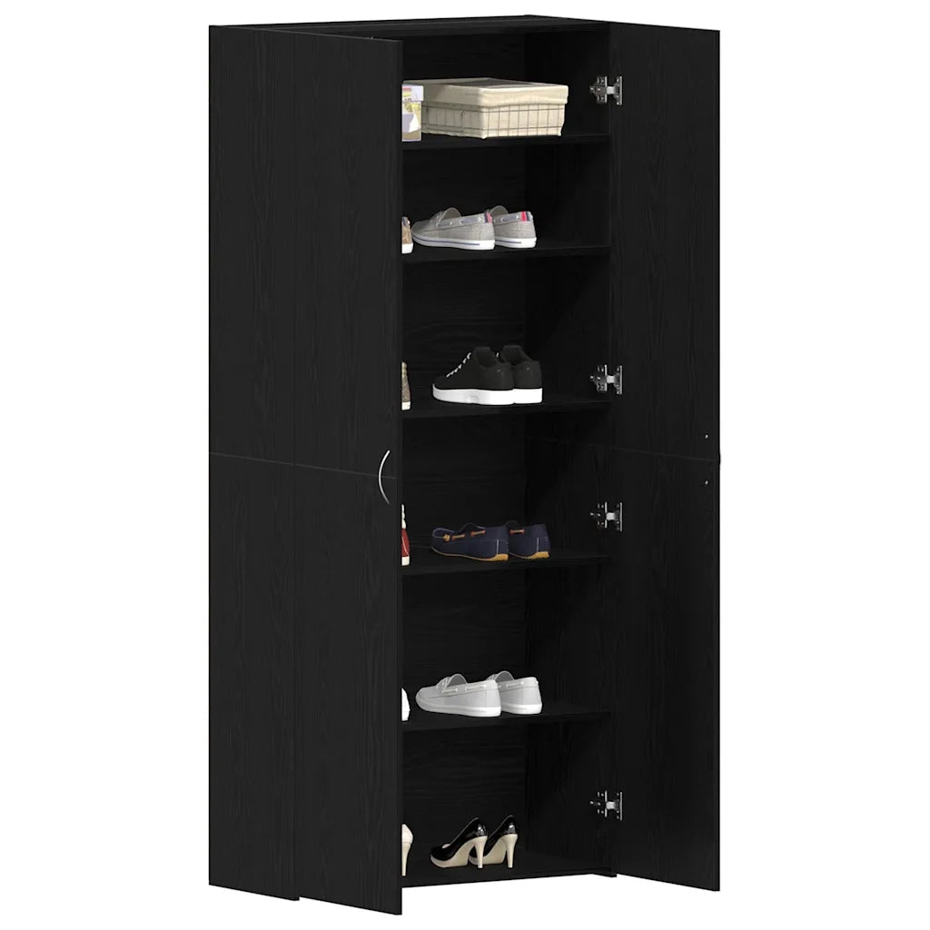 Mobile per scarpe 80 x 35.5 x 180 cm Legno ingegnerizzato Nero 3333845