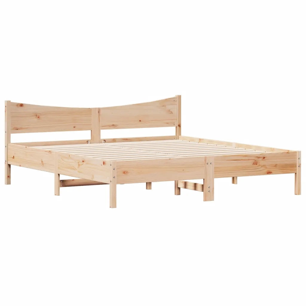 Letto matrimoniale | Letto per adulti | Giroletto senza Materasso 180x200 cm in Legno Massello di Pino