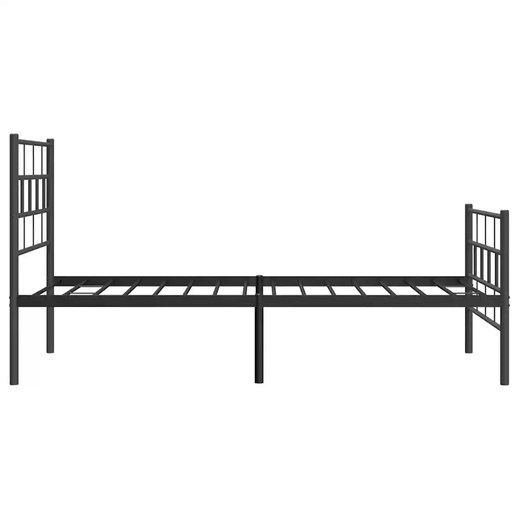 Giroletto con Testiera e Pediera-Struttura Letto Metallo Nero 100x200 cm 591309