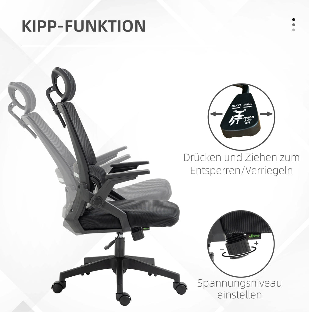 Sedia da ufficio ergonomica nera con poggiatesta
