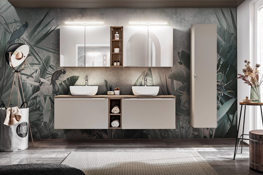 Mobile con specchio 80 cm 2 ante Santa Fe Taupe 80 x 65 x 17 cm