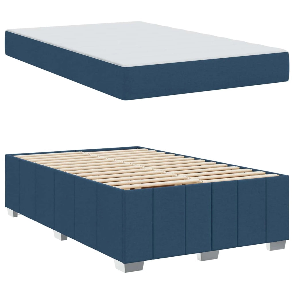 Letto matrimoniale | Letto per adulti | Struttura del letto con materasso Blu 120 x 200 cm Tessuto