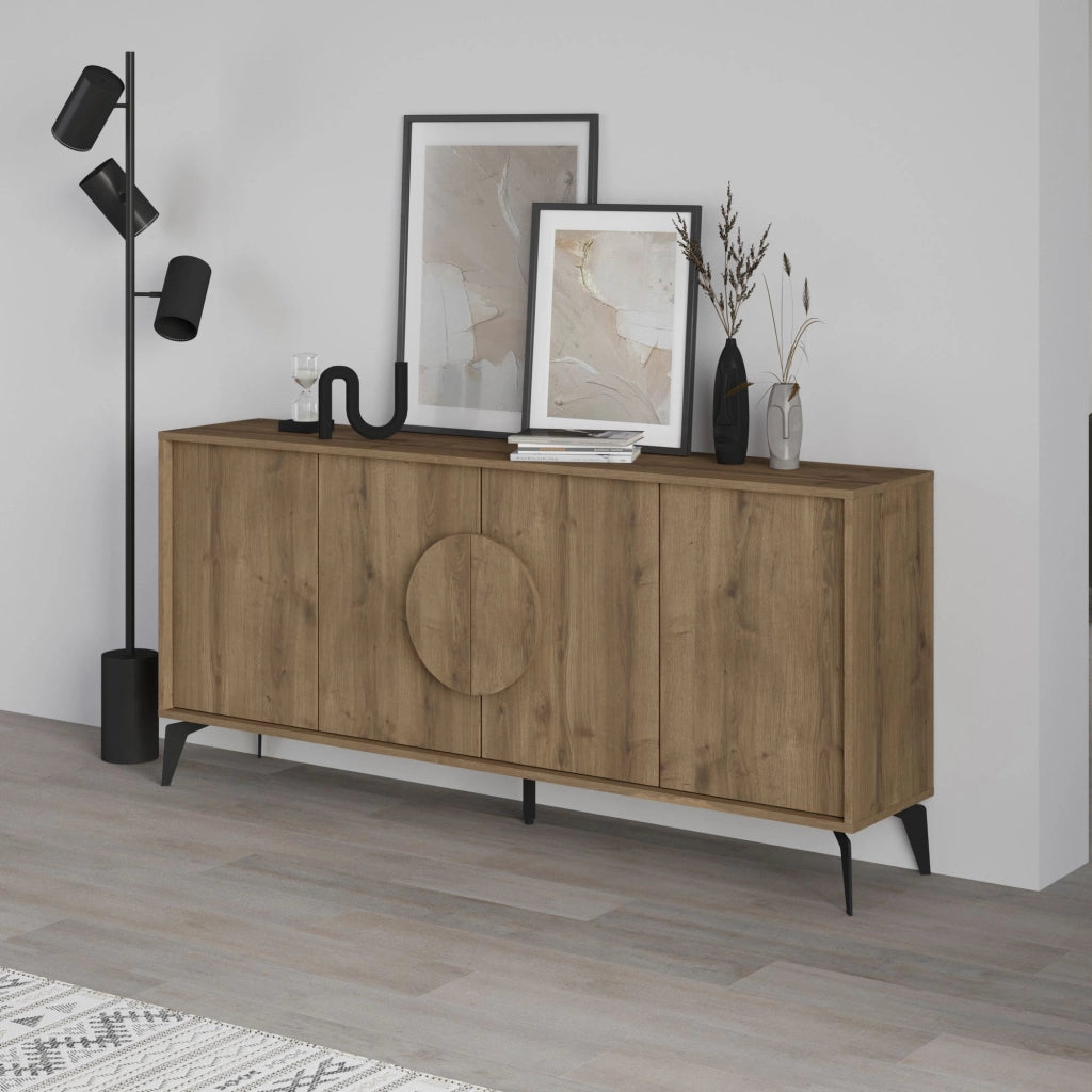 Credenza in legno "Gora Wide" - 180 x 36 x 82 cm - Marrone