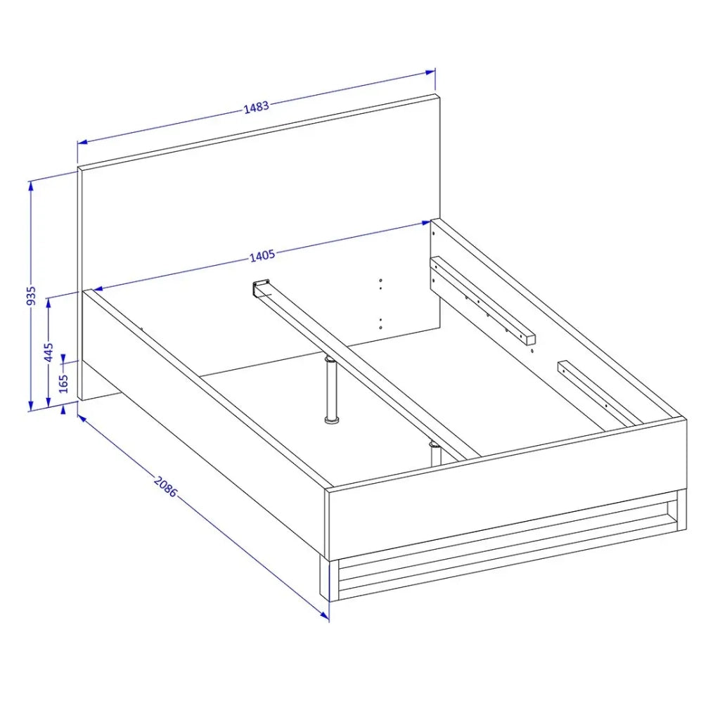 Set letto 140x200 e comodini stile industriale, collezione MILOS, rovere grezzo/nero, rete inclusa