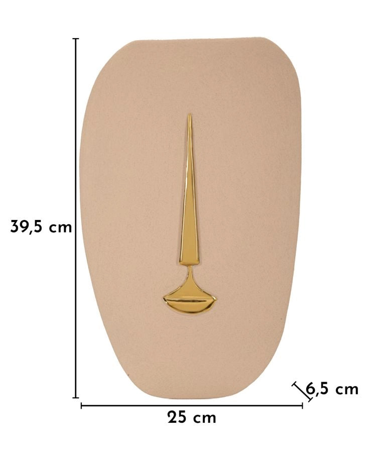Decorazione Murale Lagos 25x6,5x39,5 cm in Ceramica Marrone e Oro