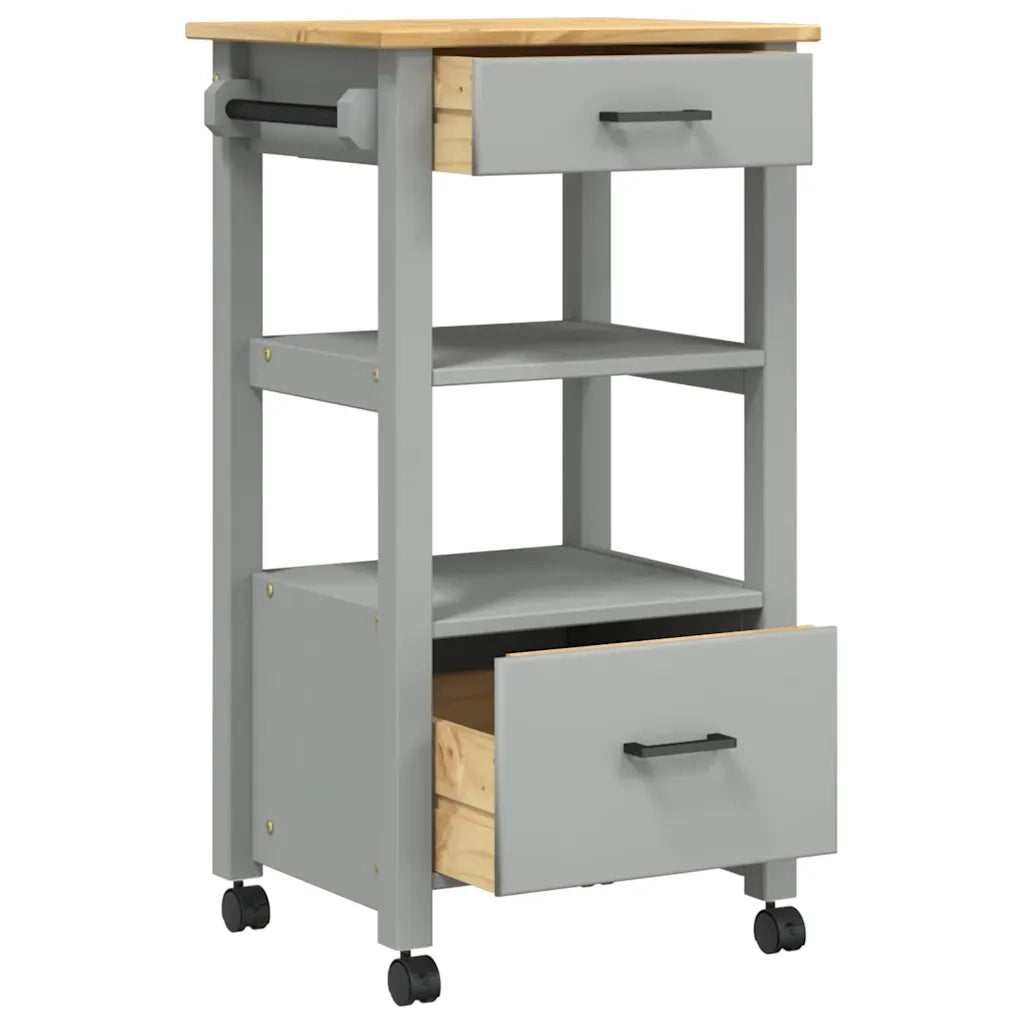 Carrello da Cucina MONZA 48x40x88,5 cm in Legno Massello di Pino 376086