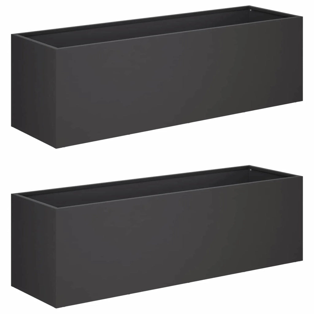 Vaso da giardino 2 pz Nero 100 x 30 x 30 cm 8005219