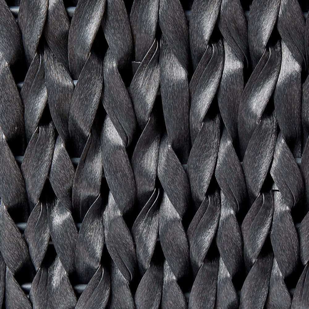 Set di 2 vasi per piante nero PE Rattan rotondo per interni e per esterni con inserto in plastica