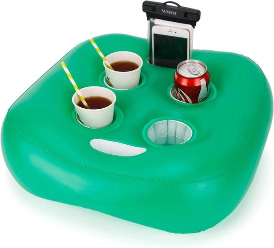 Porta bicchieri galleggiante - 6 aperture - grande capacità - materiale trasparente - corpo galleggiante - piscina - spiaggia - bianco - vasca idromassaggio - verde. Tavolo galleggiante da servizio