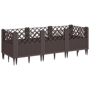 Fioriera rialzata per piante fiori patio giardino con picchetti 123,5 x 43,5 x 43,5 cm PP marrone 02_0038183