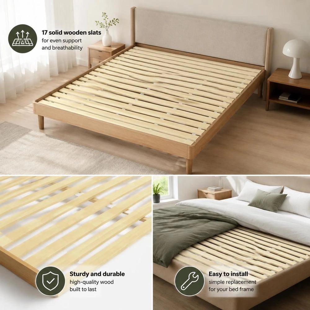 Bed Slatted Frame Replacement With 17 Slats 90x200 Cm