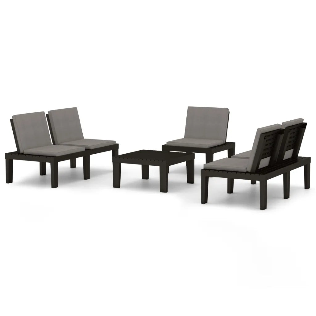 Set Divani da Giardino con Cuscini 4 pz in Plastica Grigio 3059836