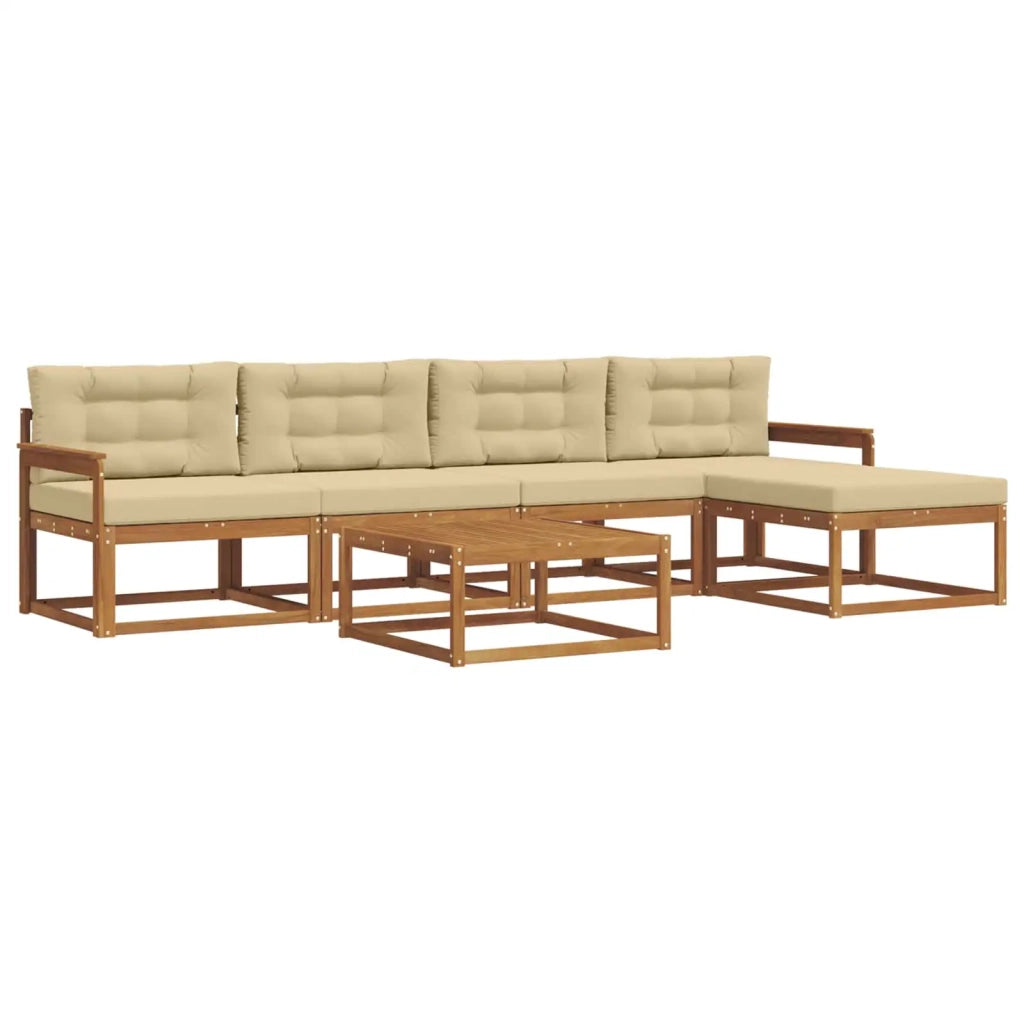 Set di divani da esterno con cuscino 6 pcs Naturale e Beige 3367466