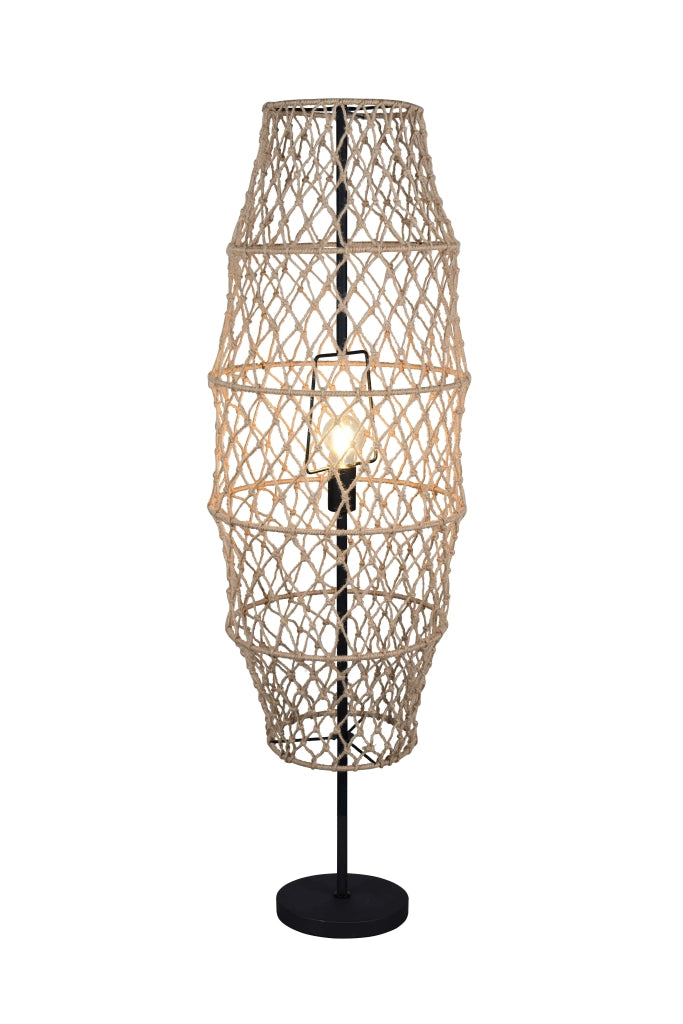 Piantana, canapa e metallo, naturale e nero, H 120 cm, Hive