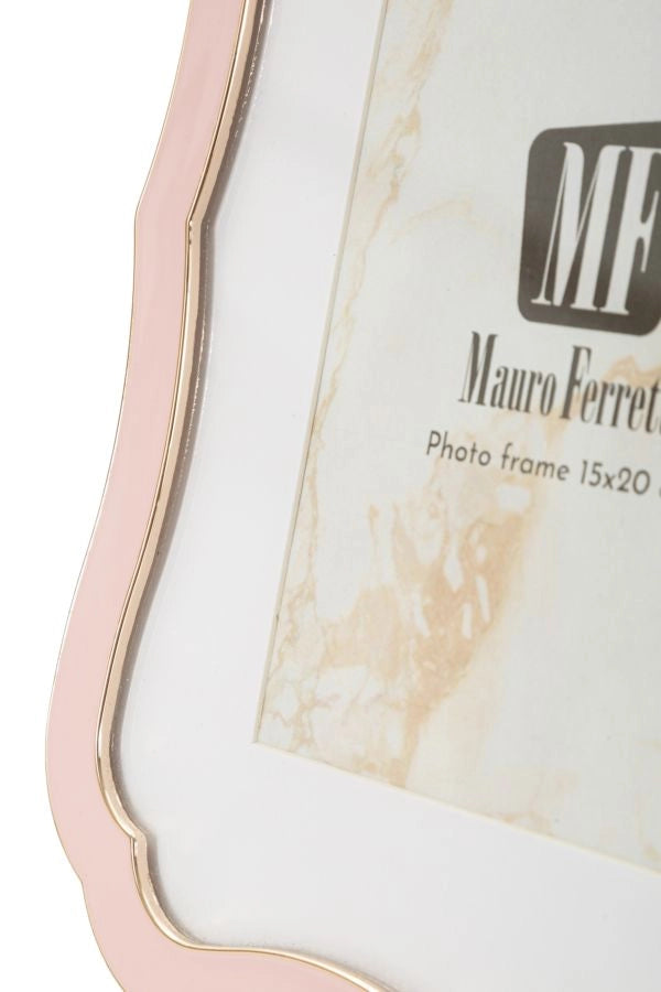 Cornice Margot Rosa 17x1,4x21,9 cm in Zinco e Vetro Rosa e Oro