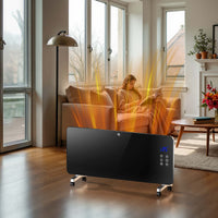 Termoconvettore elettrico in vetro temperato 2000W, controllo Wi-Fi e telecomando, Display LED, IP24