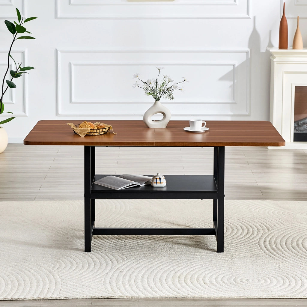 Tavolo da pranzo rettangolare 160 cm noce e metallo nero