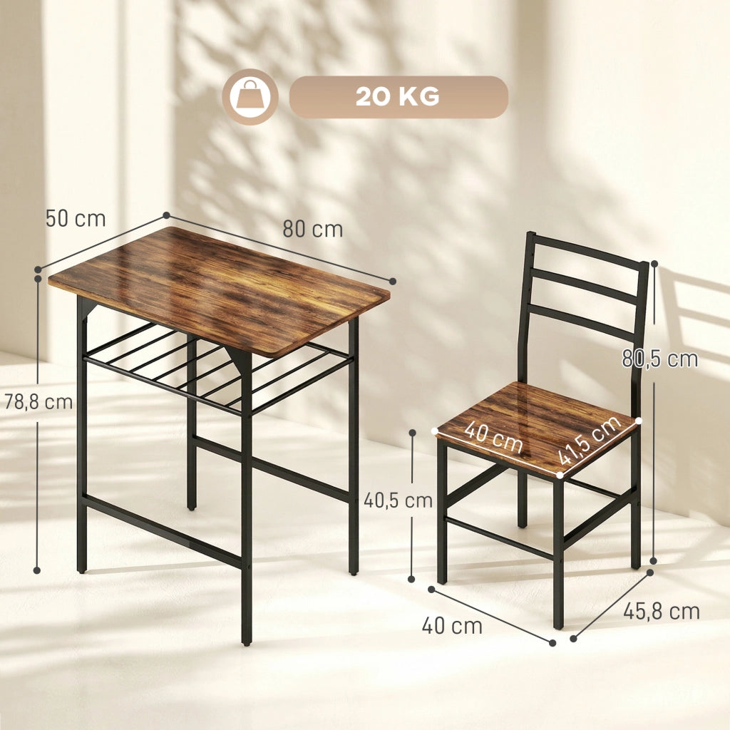 Tavolo da pranzo allungabile con sedie ¨C zephmum ¨C marrone, metallo, 90x200