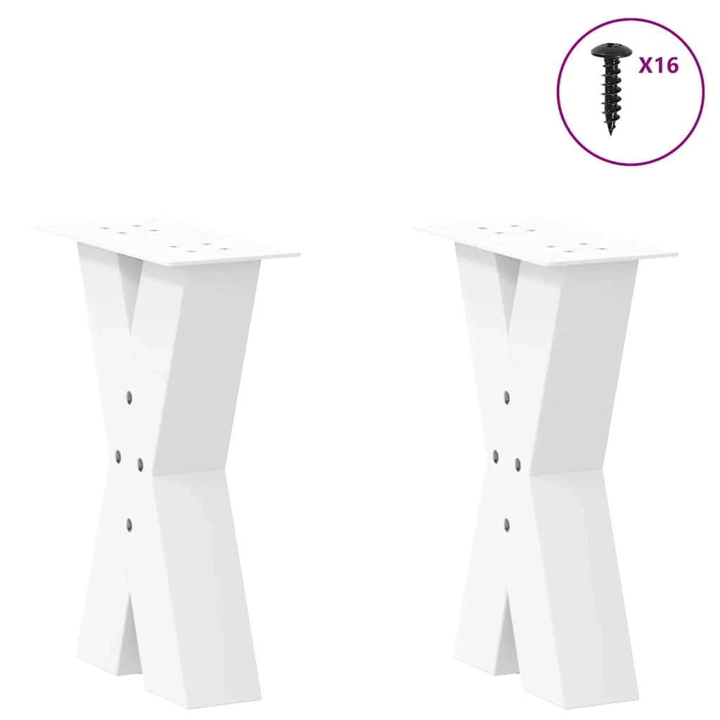 Set di 2 gambe regolabili per tavolino da caffè a forma di X 28 x 42-43 cm per stile decorativo moderno acciaio bianco 02_0057221