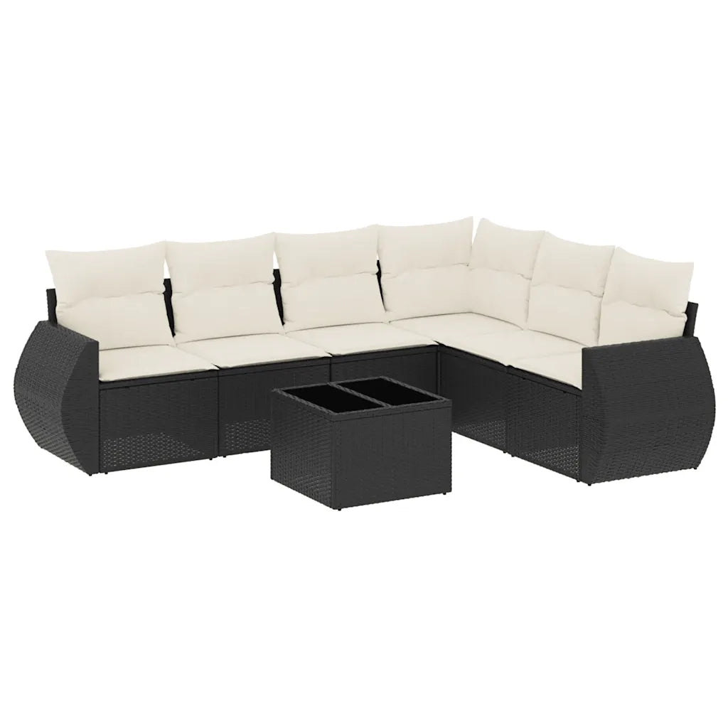 Set Divani da Giardino con Cuscini 7pz Nero Polyrattan 3253753