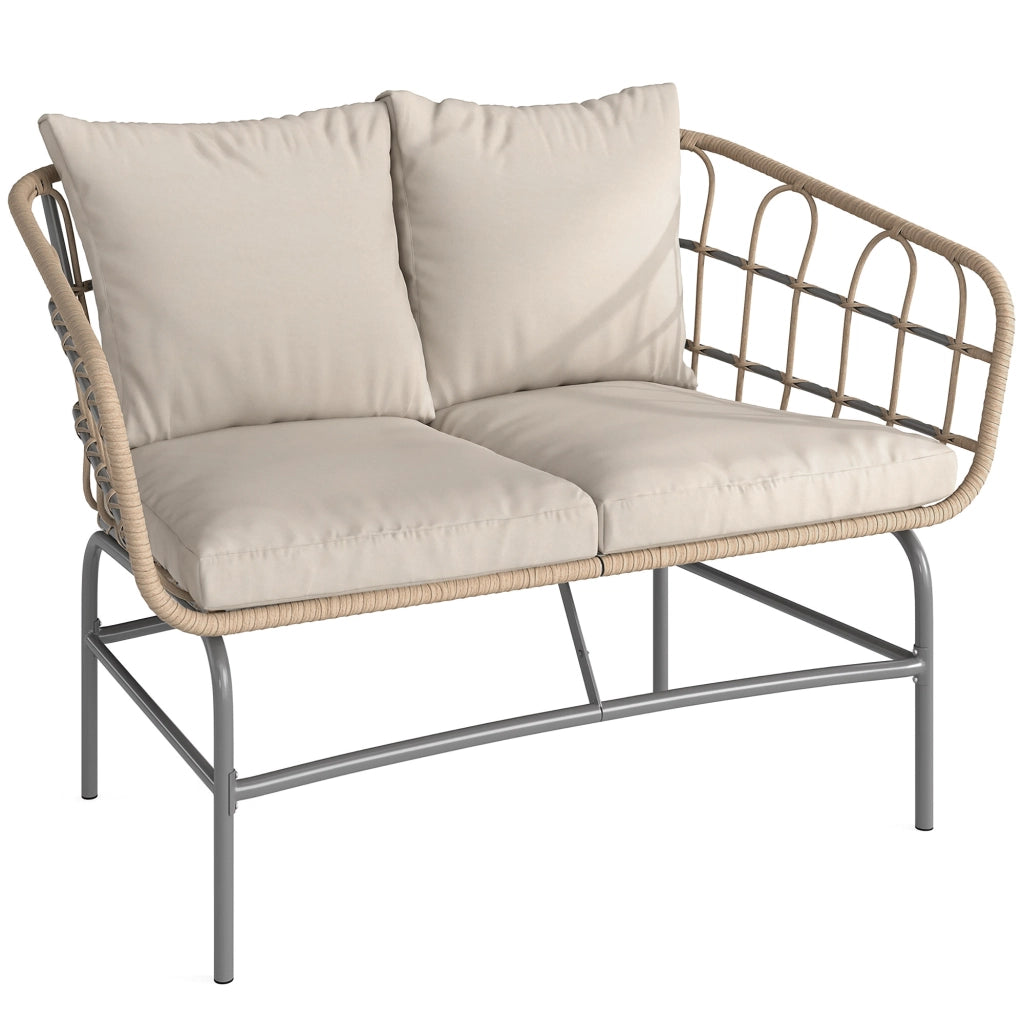 Divano da Giardino 2 Posti in Resina Intrecciata ¨C Zephmum ¨C 120x67x79 cm Marrone