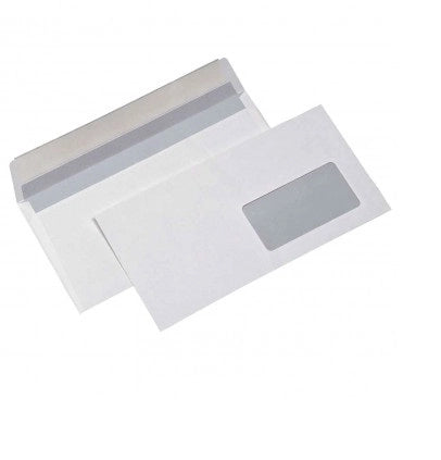 25 BUSTE DA LETTERA 11X23CM GLACE BIANCA CON INSERTO TRASPARENTE