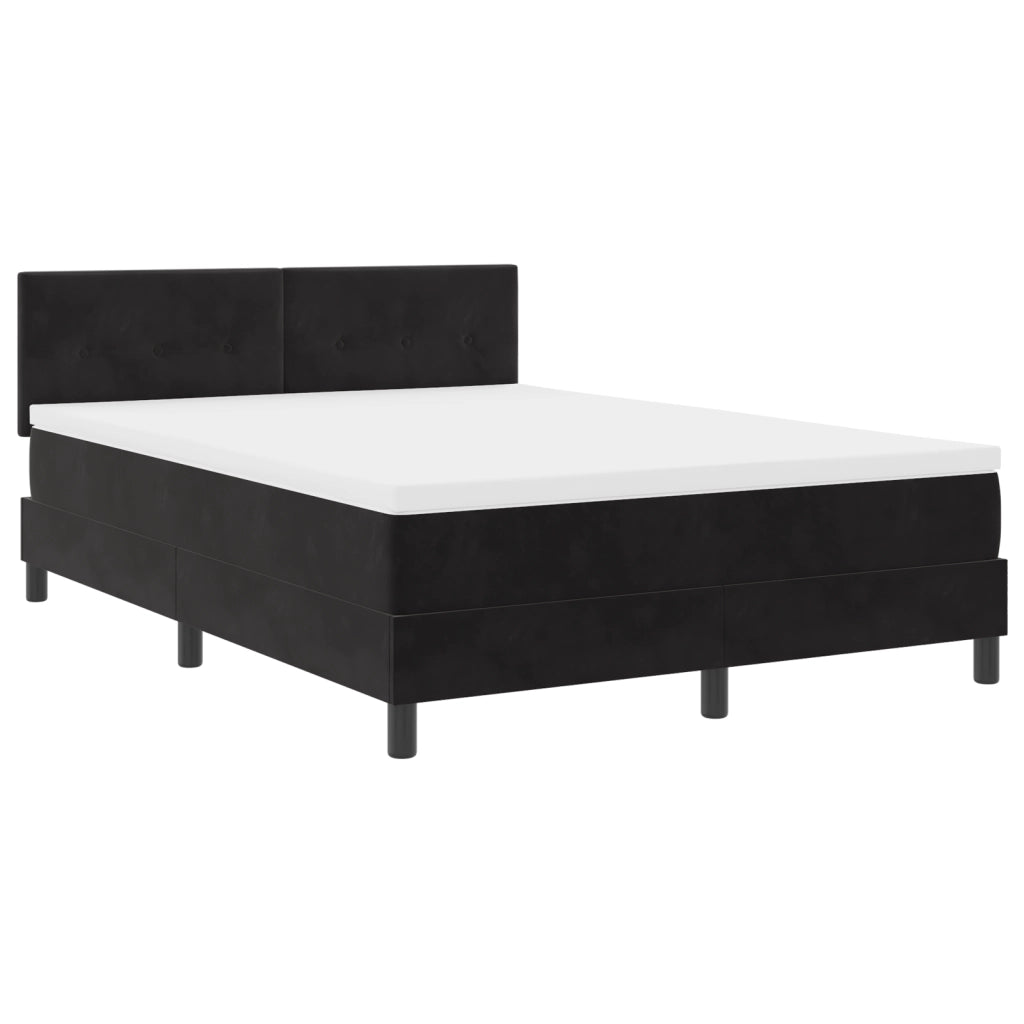Letto Box Spring con Materasso Nero 160x200 cm Velluto