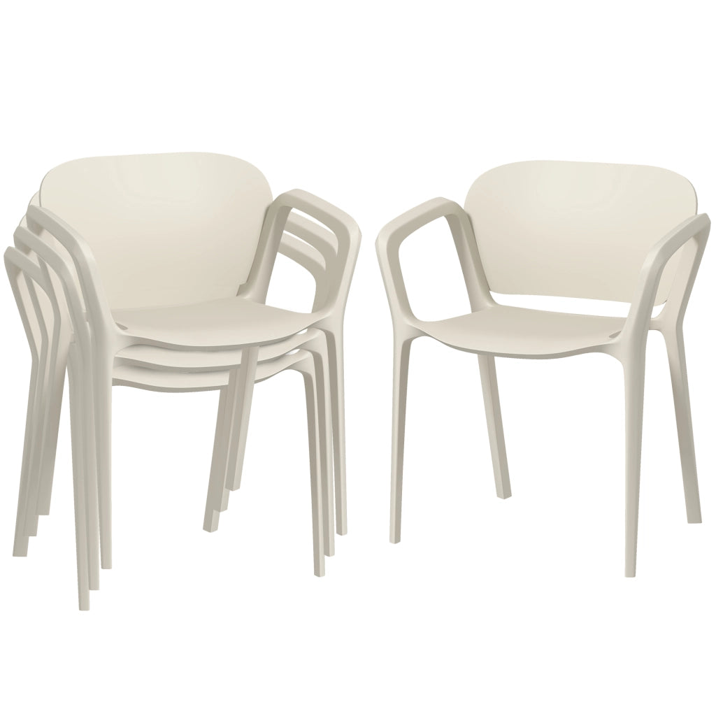 Sedia da giardino impilabile 4 pezzi con braccioli ¨C zephmum ¨C plastica antracite