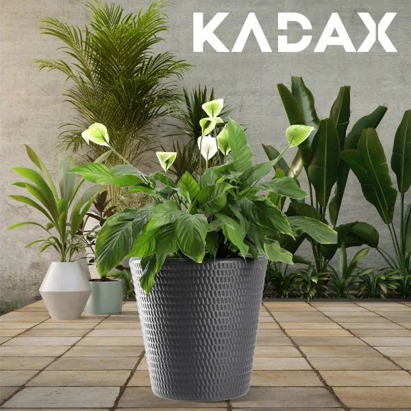 Vaso da fiori KADAX in plastica, rotondo, 30 cm, color antracite