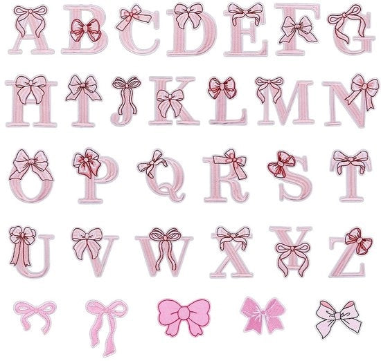 Pannelli Alfabetici 31 Pezzi - Pannelli di Ricamo Rosa - Lettere Bordate da A a Z - Pannelli per Ricamo - Decorazione di Abbigliamento Creativa - Design Carino
