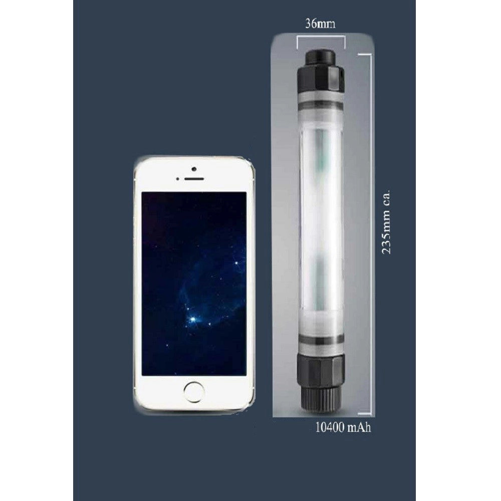 Trade Shop - Lanterna Led Torcia Portatile Lampada Emergenza Ricaricabile Usb Powerbank 10400mah -