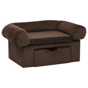 Divano per cani con cassetto 75 cm peluche marrone 02_0000094