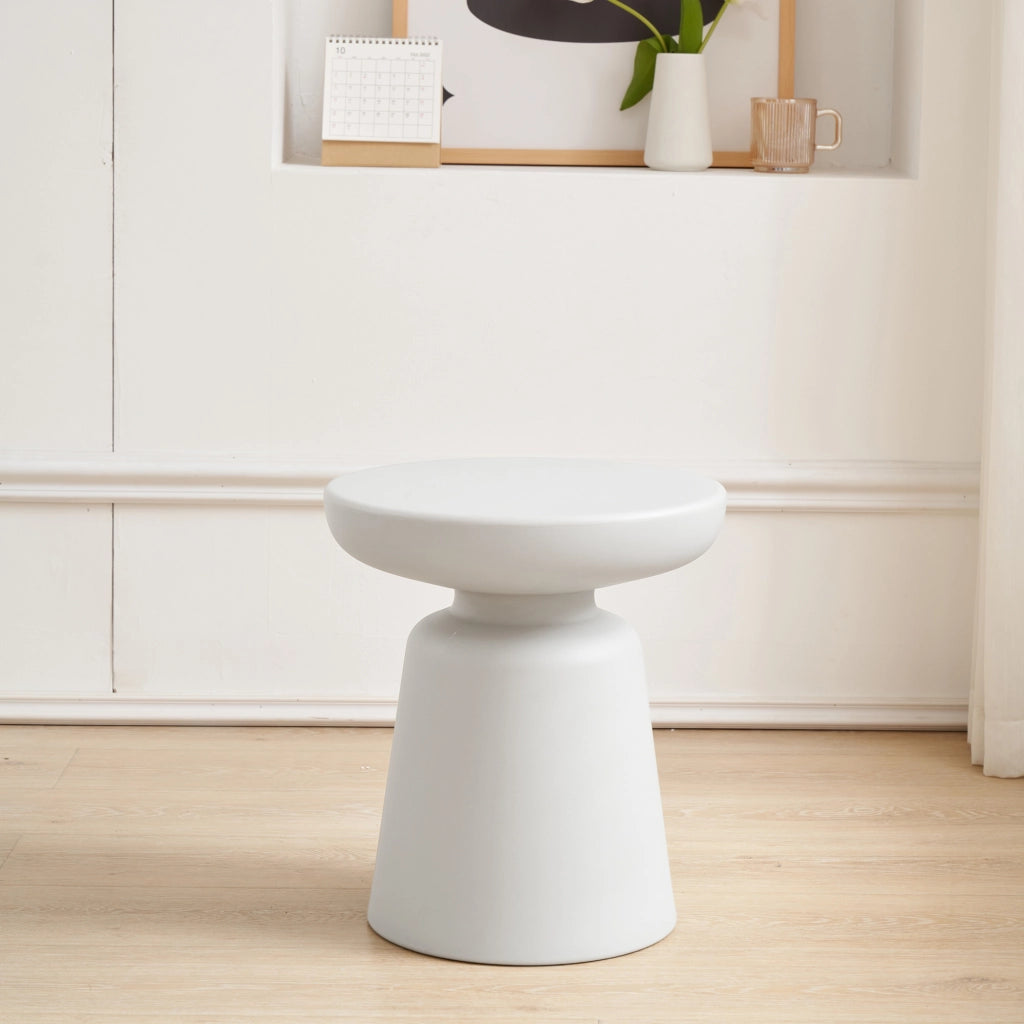 Tavolino da Caffè Posio Piano Rotondo e Base a Campanello 44 x Ø40 cm Bianco [en.casa]