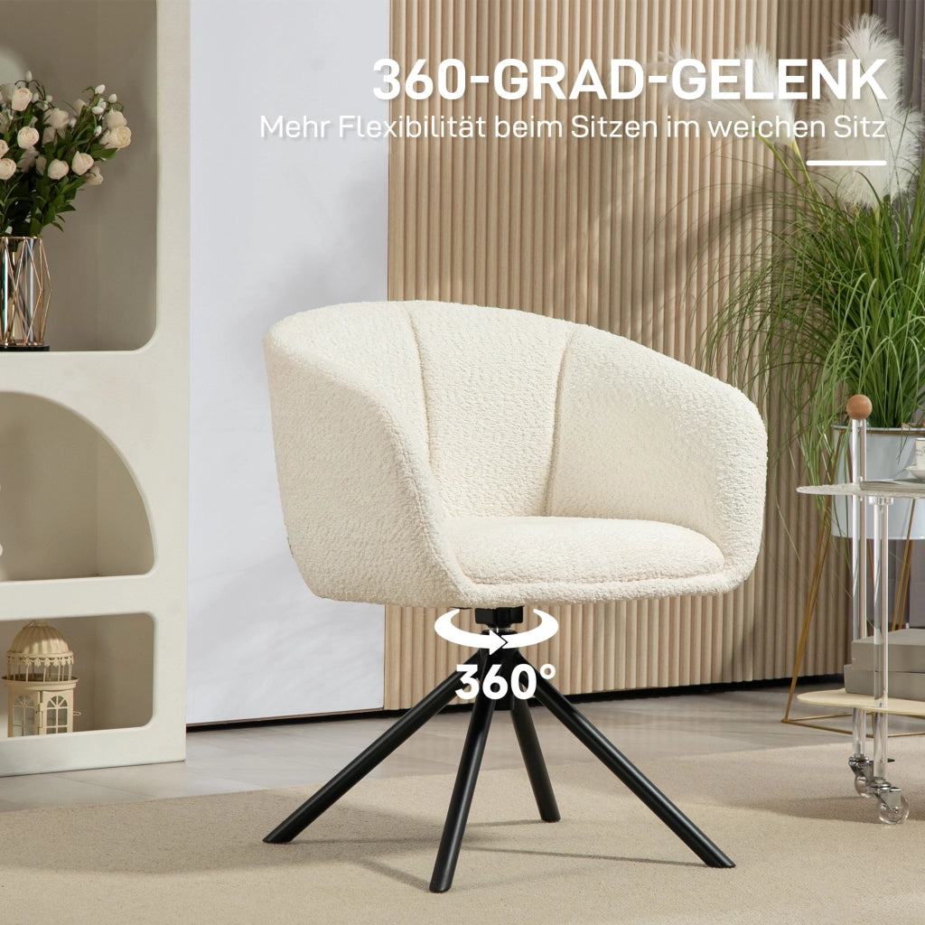 POLTRONA girevole 58,5x59x78,5 cm in poliestere bianco crema