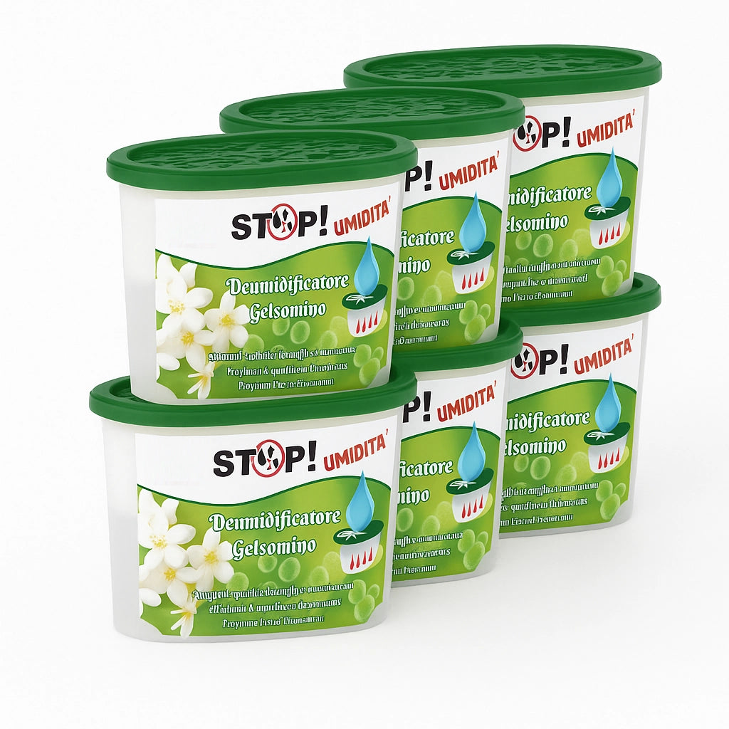 6pz Deumidificatore Casa Portatile 500ml contro Muffa Assorbi Umidità Gelsomino