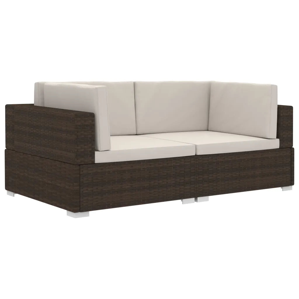 Poltrone Modulari ad Angolo con Cuscini 2 pz Polyrattan Marrone cod mxl 72304
